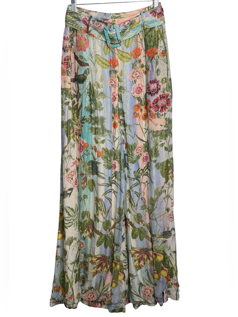 Just Bellina Wide Leg Ava Bolero Multicolored Floral Metallic Pants Small Beach - Picture 2 of 15